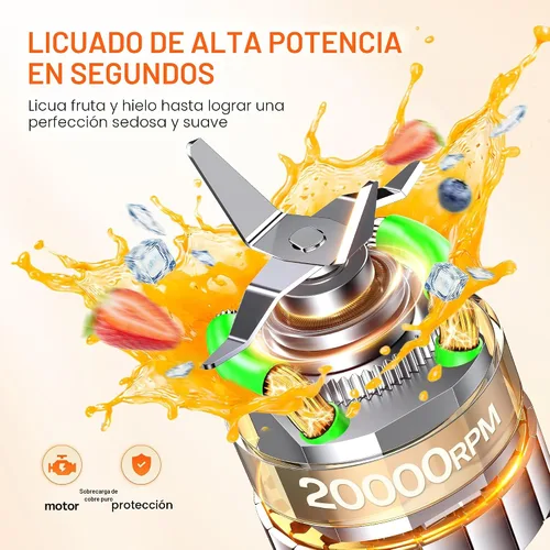 Vista 4 de Turelar Batidora de batidos para batidos y batidos con 2 tazas para llevar Gris plateado
