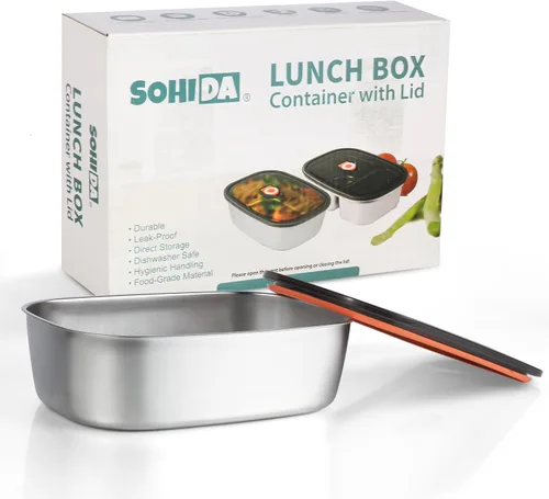 Vista 17 de SOHIDA Fiambrera eléctrica, calentador de alimentos portátil de 12 V/24 V/110 V con tenedor SS y cuchara para coche/camión/oficina, lonchera