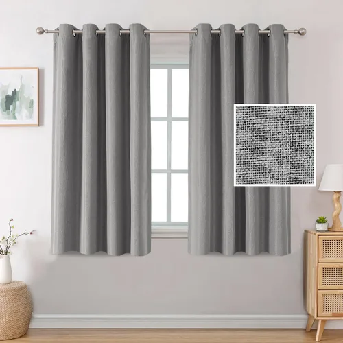 Vista 22 de H.VERSAILTEX Cortinas opacas de lino de 45 pulgadas de largo para dormitorio/sala de estar con aislamiento térmico con ojales, cortinas de lino