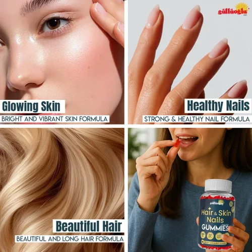 Vista 3 de SINCE 1871 GÜLLÜOGLU Gomitas para cabello, piel y uñas, biotina 5000 mcg, colágeno 200 mg y queratina 50 mg - con MSM, bambú y vitaminas A, C, D, E