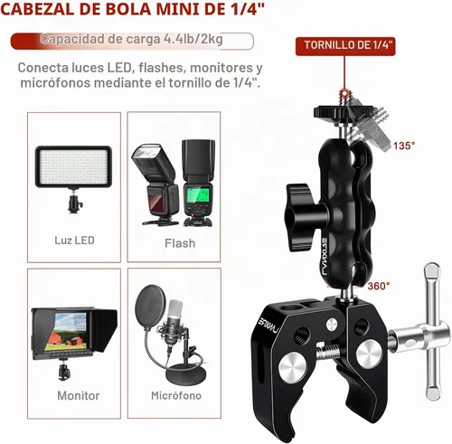 Vista 8 de Abrazadera de micrófono para micrófono con cabeza de bola
