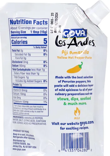 Vista 2 de Goya Los Andes Aji Amarillo - Pasta de pimiento picante suave, 7.1 onzas (paquete de 12)