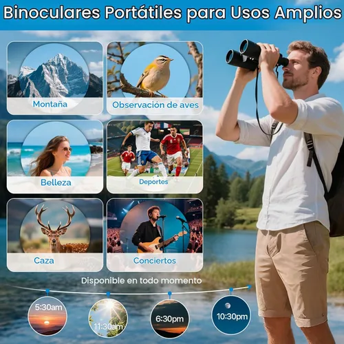 Vista 5 de [Usado] Prismáticos de 20 x 50 de alta potencia para observación de aves con ocular grande de 28 mm, prismáticos impermeables para caza, senderismo
