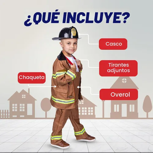 Vista 2 de Dress Up America Disfraz de bombero para niños, disfraz de bombero de juego de rol