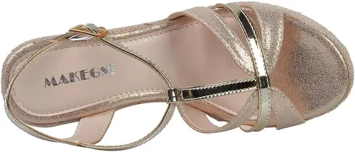 Vista 3 de Sandalias de tacón de cuña elegantes para mujer, tacón con correa en T
