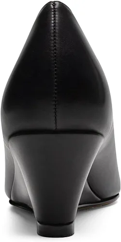 Vista 4 de Mettesally Tacones de cuña cerrados para mujer, zapatos de vestir cómodos para boda, oficina, color negro mate US9R, Negro Mattec