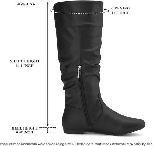 Vista 4 de Rollda Botas altas hasta la rodilla para mujer, botas planas con cremallera lateral, botas de otoño para mujer