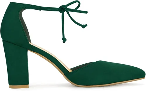 Vista 6 de Allegra K Zapatos de vestir para mujer con punta de amarre en el tobillo, Negro