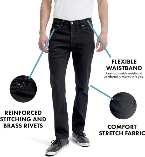 Vista 3 de Urban Star Jeans ajustados para hombre – Pantalones de mezclilla elástica y ajustados para hombre – Ropa casual y de trabajo de comodidad premium