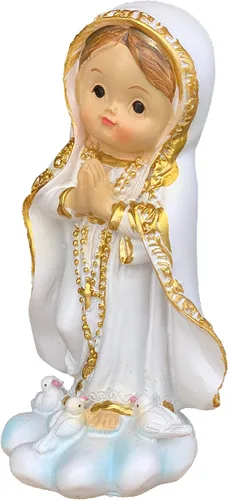 Vista 2 de >Nuestra Señora de Fátima Estatua Virgen María 4" Espiritualidad (Cara de Bebé)