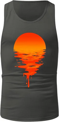 Vista 3 de Camisetas lisas sin mangas para hombre, camiseta de verano con estampado de lino y playa