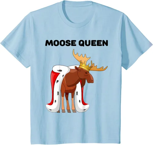 Vista 6 de Moose Queen Camiseta para niñas amantes de los alces Camiseta de alce para mujer, Blanco