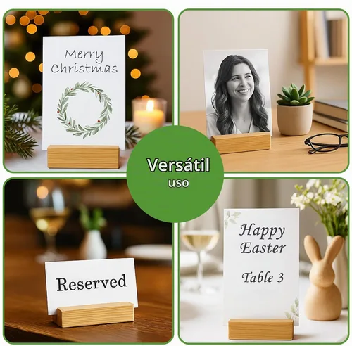 Vista 5 de ECENCE 20 soportes de madera para tarjetas de lugar, soportes para números de mesa, soporte de tarjeta de madera, soporte para tarjetas de nombre
