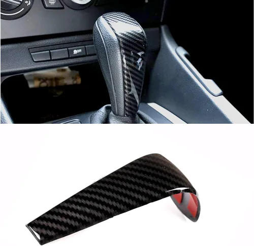 Vista 6 de Adhesivo de Cubierta de Marco de Cabeza de Pomo de Palanca de Cambios de Control Central del Automóvil, Moldura Interior Compatible con BMW E87 E90
