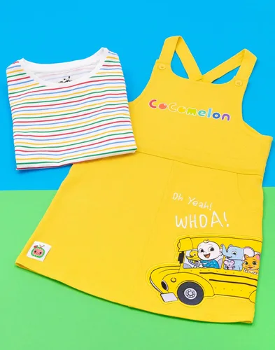 Vista 3 de Cocomelon Vestido Pinafore para niños y niñas camiseta de Dungaree