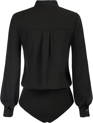 Vista 2 de Kate Kasin Blusa de oficina con cuello con lazo para mujer, blusa de manga larga con botones
