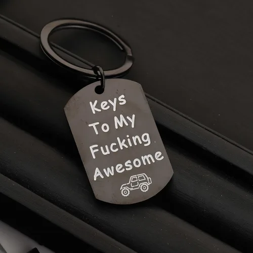 Vista 2 de BLEOUK Keys to My Fucking Awesome Car Vintage Car Llavero para ella y él