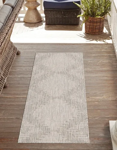 Vista 30 de Unique Loom Outdoor Modern Collection - Alfombra rectangular de 2 x 3 pies 1 pulgada, color azul y marfil