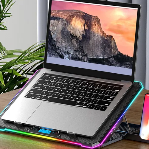 Vista 2 de Sanpyl Almohadilla de enfriamiento para laptop, enfriador de laptop con 10 ventiladores turbo para portátiles de 12 a 19 pulgadas, 5 velocidades