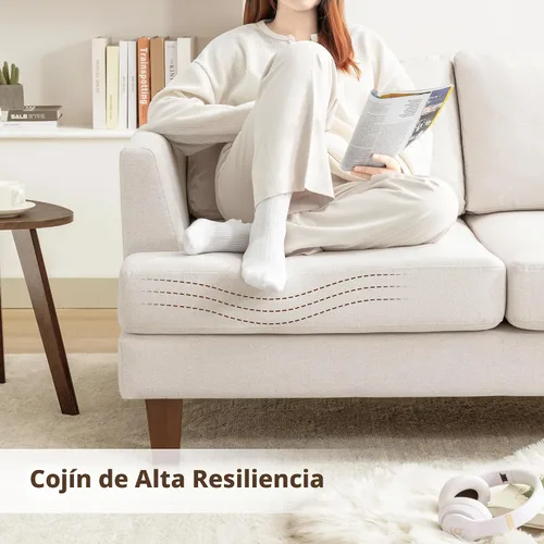 Vista 5 de Busaurus Sofá de 3 plazas con asientos profundos, sofá tapizado moderno de mediados de siglo de 89 pulgadas con reposabrazos, cómodos sofás