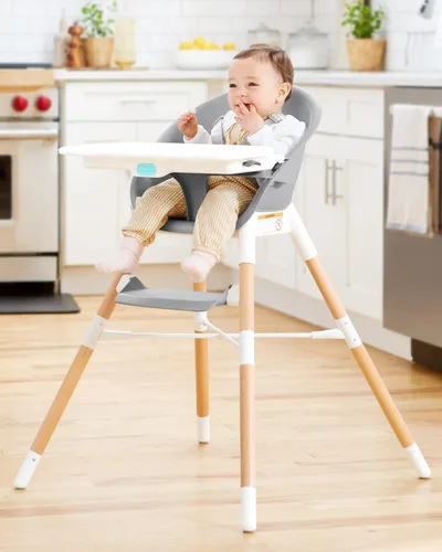 Vista 2 de Skip Hop Silla alta para bebé, silla alta convertible 4 en 1, EON, gris/blanco