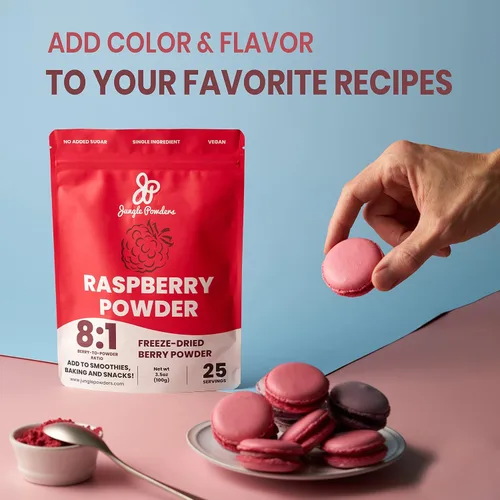 Vista 2 de Jungle Powders Superfood - Paquete de polvo de frutas de frambuesa y arándano silvestre, 100% liofilizado, extracto de frambuesa apto para veganos