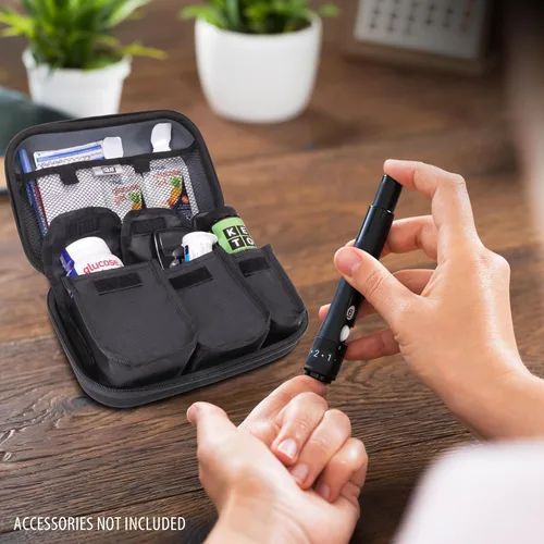 Vista 4 de USA Gear Estuche organizador de insulina para suministros diabéticos - Sistemas de monitoreo de glucosa en sangre, jeringas, viales de insulina