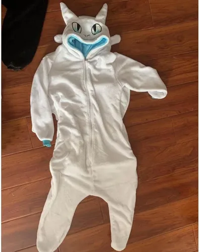 Vista 2 de brableewear Pijama sin dientes para niños, disfraz de franela de una pieza con capucha para Halloween, disfraz de cosplay