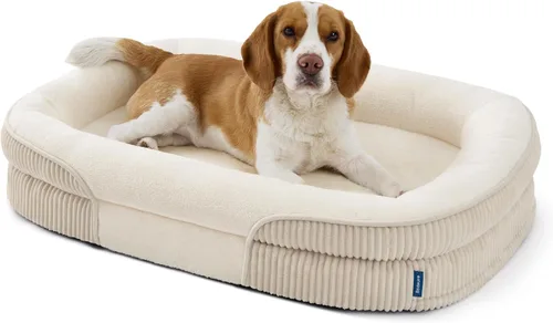 Vista 15 de Bedsure Camas ortopédicas para perros con cojín ovalado de 360 °, perro de Carbón