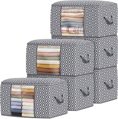 Vista 10 de StorageTastic Direct 100L, paquete de 2 contenedores de almacenamiento, contenedores grandes de almacenamiento de ropa, bolsas plegables de Negro