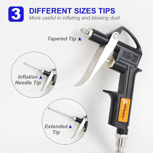 Vista 5 de Kit de Accesorios para Compresor de Aire de Servicio Pesado de 16 Piezas, Kit de Manguera para Compresor de Aire de Polímero Retráctil de 1/4