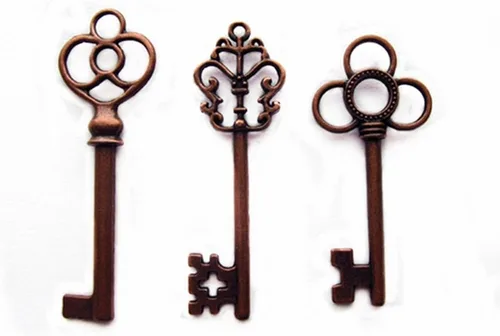Vista 4 de Aokbean Juego mixto de 30 llaves de esqueleto grandes en bronce antiguo, juego de 30 llaves Retro Decorative Craft Keys, Antique Color Finish