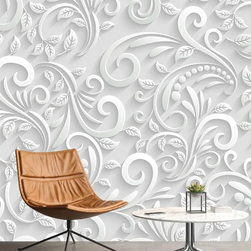 Vista 41 de NWT Calcomanía removible de pared/mural blanco pastel azul margarita, naturaleza, desierto, arte digital, arte moderno, decorativo, floral