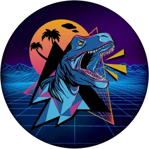 Vista 3 de Vaporwave Aesthetic Synthwave 80s 90s T Rex Dinosaur Gifts PopSockets Agarre y soporte para teléfonos y tabletas, Negro