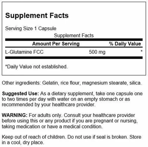 Vista 2 de Swanson Aminoácido L-Glutamina 500 mg, 100 Cápsulas