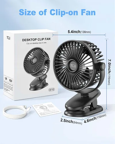 Vista 11 de TCJJ - Ventilador portátil con clip de 5200 mAh recargable para cochecito