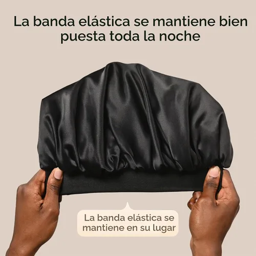 Vista 4 de Niagara Satin Bonnet Men - Bonnet for Sleeping Men - Reversible Night Cap - Mens Bonnet for Curly Hair Negro