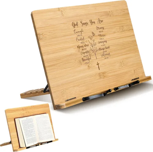 Vista 9 de Geelin Regalo cristiano de bautismo para mujer, soporte grande para la Biblia para el Día de la Madre, para exhibir en casa, soporte ajustable