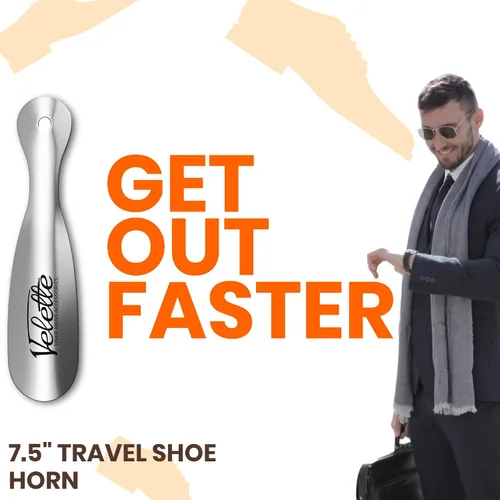 Vista 3 de Velette Metal Shoe Horn - 16.5" Long Handle Shoe Horns for Seniors, Men, Women and Kids - Shoehorn for Boots and Cowboy Boots