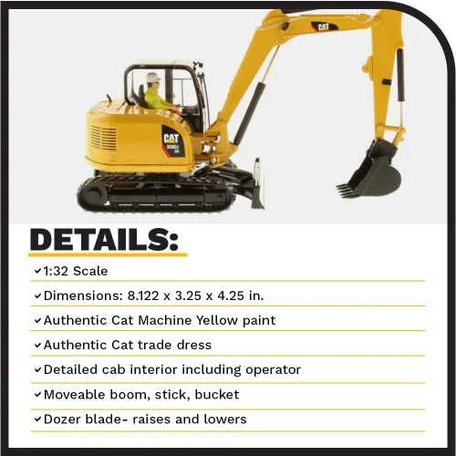 Vista 4 de Mini excavadora hidráulica Caterpillar 308E2 CR SB - Serie High Line de Diecast Masters - 85239