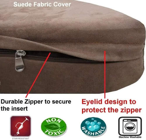 Vista 5 de Almohada ortopédica prémium con espuma viscoelástica para cama de perro, con revestimiento interior impermeable y cubierta externa de microgamuza