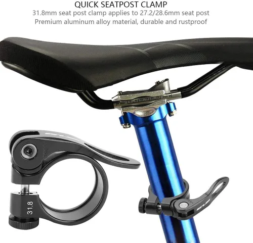 Vista 3 de Abrazadera de poste, Clip de tubo de abrazadera de liberación rápida de aleación de aluminio para bicicleta de asiento de 27.2/1.126 in (negro)