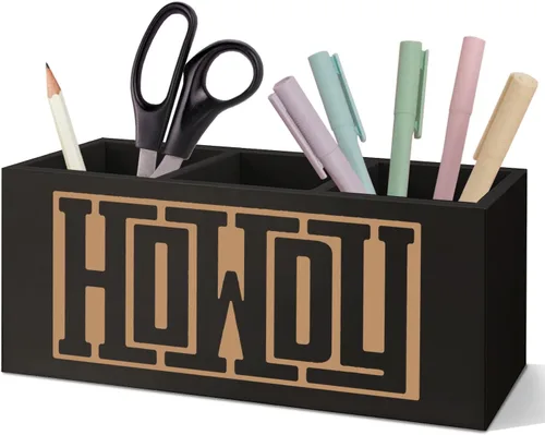 Vista 7 de SNNDER Soporte para bolígrafo de decoración de oficina occidental para escritorio, regalos occidentales para mujeres y hombres, organizador de Howdy