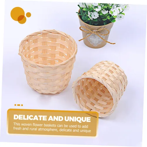Vista 4 de Unomor 10 unids pequeña cesta apoyos snack Rattan Mini cesta tejida de madera para tejer cesta tejida cesta sauce comida bambú tejido flores cestas