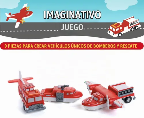 Vista 5 de Vehículos magnéticos Mix or Match® de Popular PLAYTHINGS, Bomberos y Rescate, Rojo y Blanco