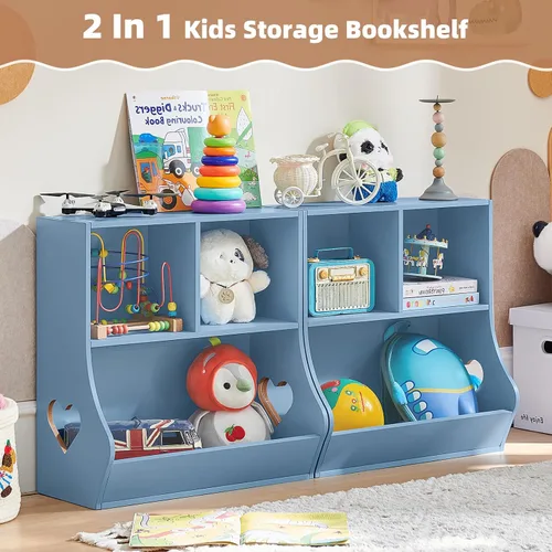 Vista 6 de Lerliuo Estantería y organizador de almacenamiento para bebés y niños pequeños, gabinete y librero para niños, estante de madera con 3