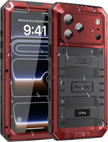 Vista 17 de Beasyjoy Funda impermeable para iPhone 13, funda de metal con protector de pantalla integrado, resistente protección de cuerpo completo, grado