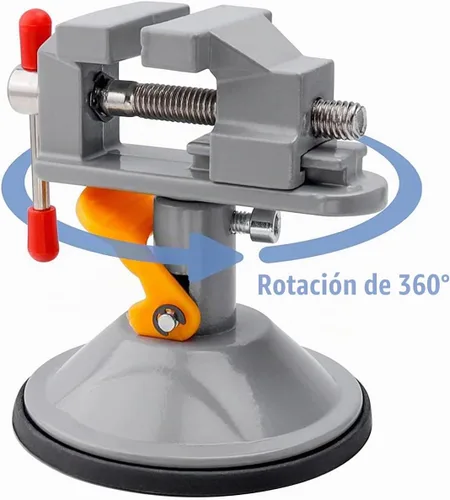Vista 3 de Mesee Mini tornillo de prensa de taladro con ventosa, tornillo de tallado ajustable con rotación de 360 grados, abrazadera de nogal giratoria, banco