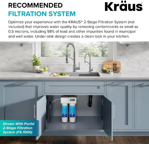Vista 10 de KRAUS Bolden Grifo de filtro de agua potable de una sola manija para ósmosis inversa o sistema de filtración de agua en acero inoxidable sin Acero