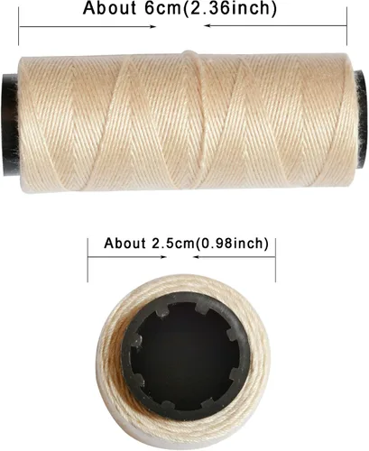 Vista 3 de 3 Rollos de Hilos de Coser Hilos de Tejer para Coser a Mano Trama de Cabello Extensiones de Cabello DIY para Peluca (Beige)